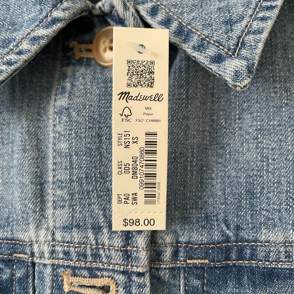 NWT Madewell Denim Button-down long-sleeve shirt - Picture 5 of 5
